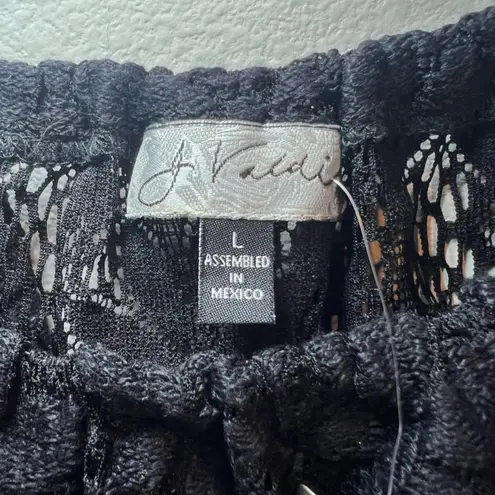 J. VALDI Womens Floral Crochet Lace Tunic Swim Cover Up Dress Black NEW Sz Large