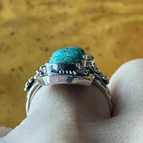 Natural Blue Moon Turquoise Sterling Silver Snake Ring Size 7
