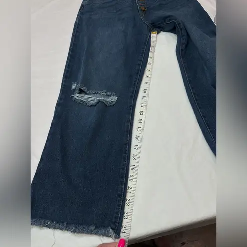 Sincerely Jules Button Fly Distressed Jeans Women’s Size 9/29 High Rise 5 pocket Blue