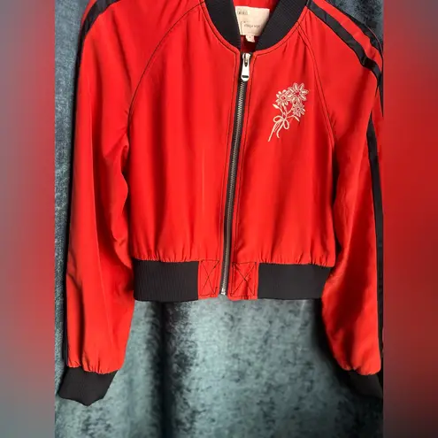 Cinq À Sept Red Embroidered Bomber Jacket (see photos)