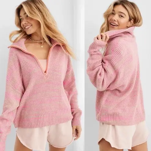 Aerie Sugar Rush Chenille Quarter Zip Sweater