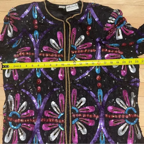 Judith Ann Plus Black Sequin Beaded Jacket 1X Formal Party Evening Coat