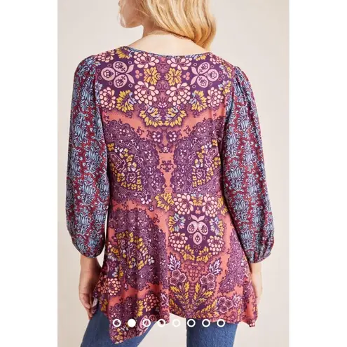 Maeve Anthropologie Mariella Tunic Size M Bohemian Hippie V-Neck Peplum