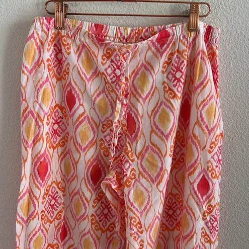 Oscar de la Renta 100% Cotton Pajama Set Pink Orange Design Colorful Medium