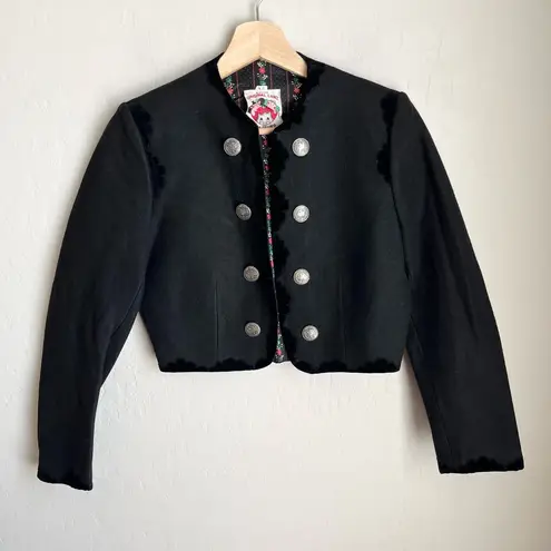 Original Lanz Salzburg 60s Vintage Austrian Wool Felted Scalloped Skirt Set Black Size XS