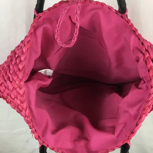 Hot Pink Woven CornHusk Tote Hobo Bag Large