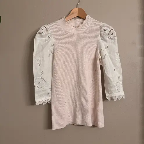 Rebecca Taylor Eyelet Sleeve Sweayer