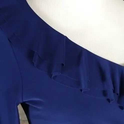 Jolibel Ruffled Sheath Dress Formal Occasion Cocktail Party Guest Evening 6 Blue