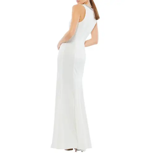 Mac Duggal  49093 White Crystal Neck Sleeveless Formal Trumpet Gown Size 12 NWT