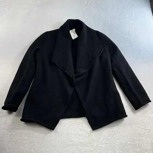 Fuzzi S Small Boiled Wool Cardigan Sweater Jacket Open Front Black Capsule Italy - Image 2