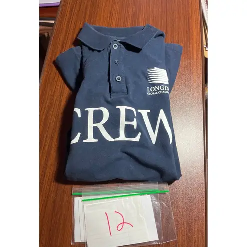 Longines Global Champions Tour Crew Polo Shirt L Navy 100% Cotton Made In Italy White Size L