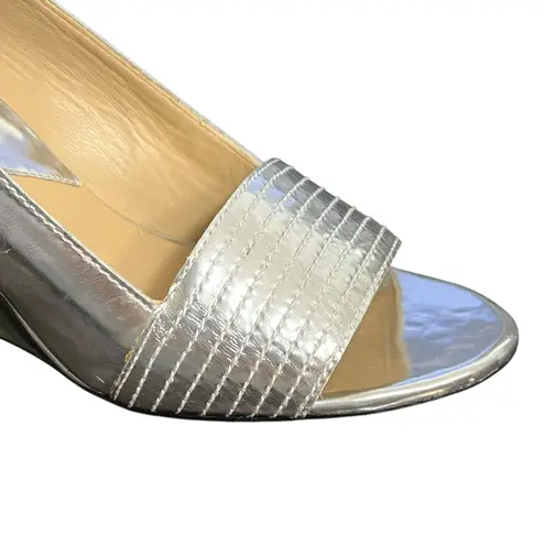 Michael Kors Michael  Shoes Womens Size 9.5 Silver Metallic Wedge Heels Open Toe