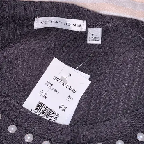Notations NWT  Size PL Pearl Embellished Neckline Long Sleeve - Image 11