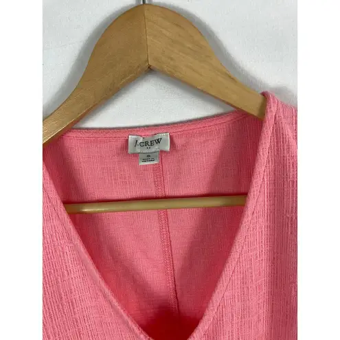 J.Crew  Texture Short Sleeve V Neck Tie Bottom Pink Top Size Small