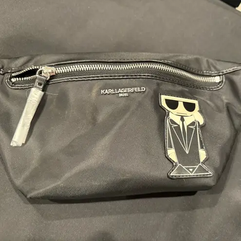 Karl Lagerfeld PARIS CROSSBODY WAIST BAG BLACK NYLON NEW AUTHENTIC