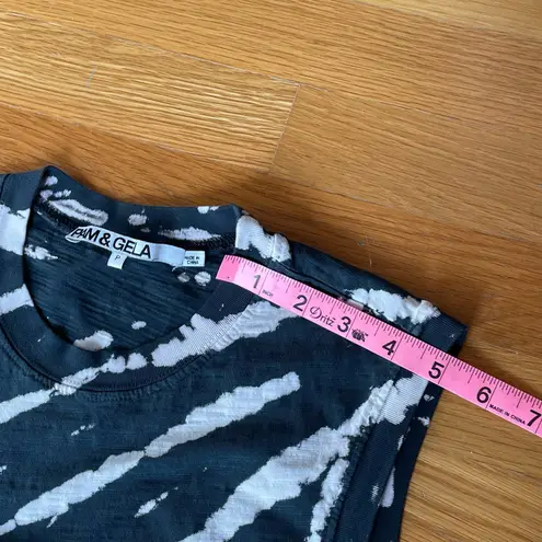 Pam & Gela Black White Tie Dye Ruched Side Mini Dress Cotton Tank Size P XS