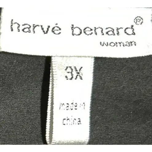 Harvé Benard Harve Benard Women's Black Long Roll-Up‎ Sleeves Button Front Blouse Size 3X