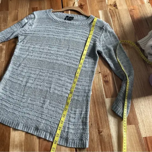 light Grey Open Knit Sweater Top Size Small