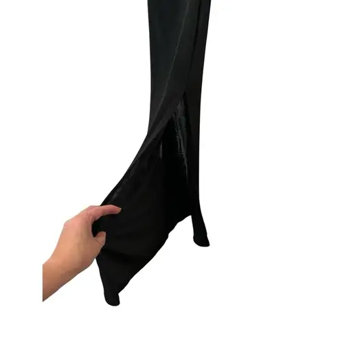 Morning Mist Dress Black Ribbed Midi Cutout With Slit Size US 8 example 🍊 Pict