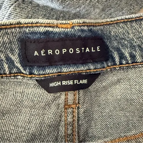 Aeropostale  High Rise Flare Jeans Distressed  Blue Denim Y2K Womens Size 8