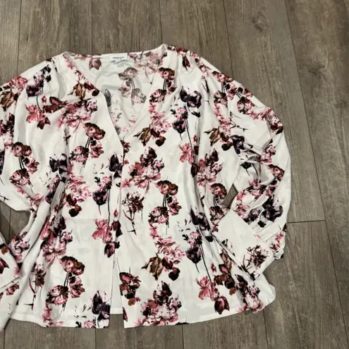 Nordstrom  Floral Blouse - Pink and White