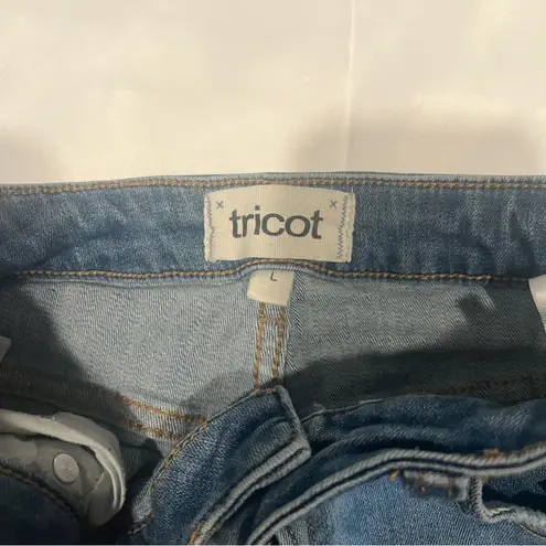 Distressed Tricot Denim Shorts