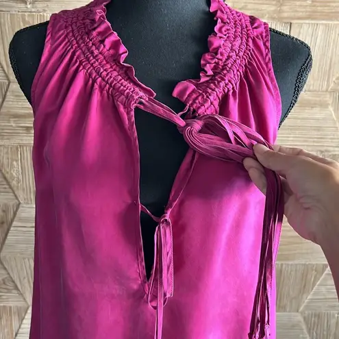 Marc by Marc Jacobs  Woman’s Silk Blouse Small Fuschia Sleeveless Tank Smocked