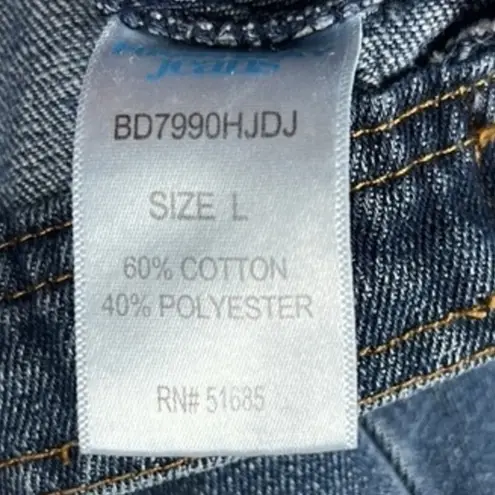 Highway Jeans Denim Jacket Womens L Medium Wash Distressed Button Front Casual