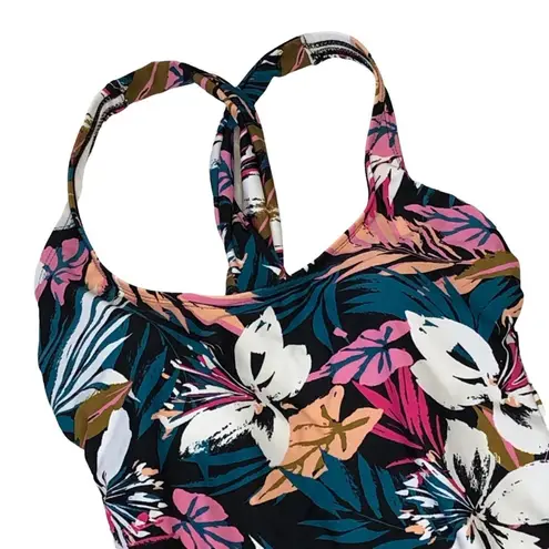 Kona Sol Twisted Back Tropical One-Piece Swimsuit size Small