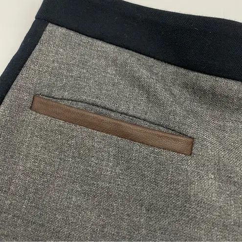 Club Monaco Pants Low Rise Size 00 Gray Black Lamb Leather Wool Tuxedo Stripe