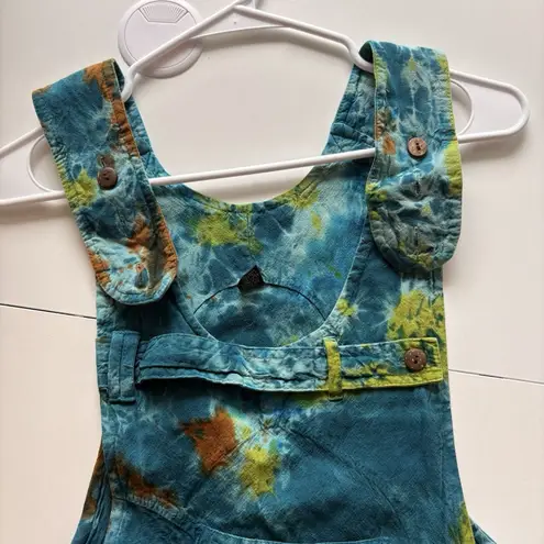 Handmade Cotton Low Crotch Nepal Overalls Tie Dye Boho Hippie L/XL Size L