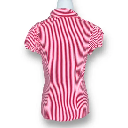 Tatyana Red White Striped Bow Blouse Retro Quirky Puff Sleeve Top Whimsical