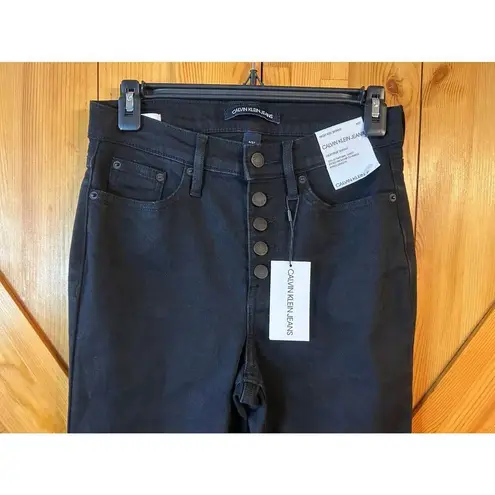 Calvin Klein Jeans CALVIN KLEIN Womens Black High Rise Skinny Button Fly Jeans NWT Size 4 (5081)
