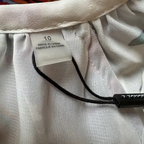 Tahari Multi Rainbow Floral Long Sleeve Midi Dress 10 NWT $118 Vibrant Spring