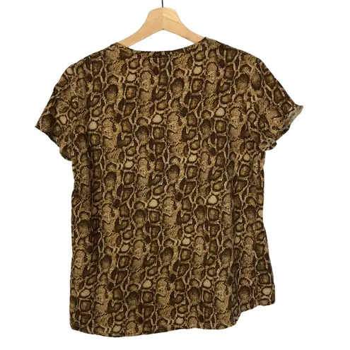 ZARA  Brown Snakeskin Python Crewneck Short Sleeve T-Shirt S