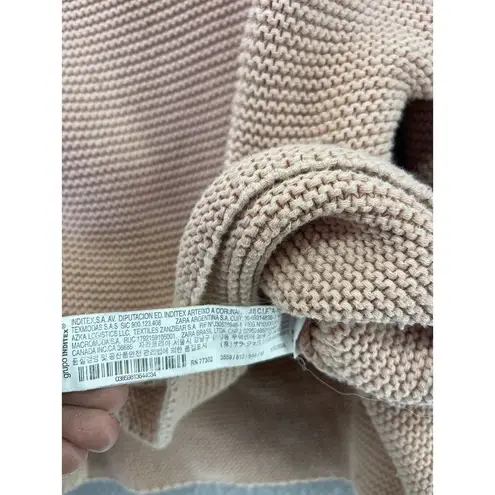 ZARA  Knit Women's Sweater Relaxed Solid Pink Cable Knit Size medium Long Sleeve