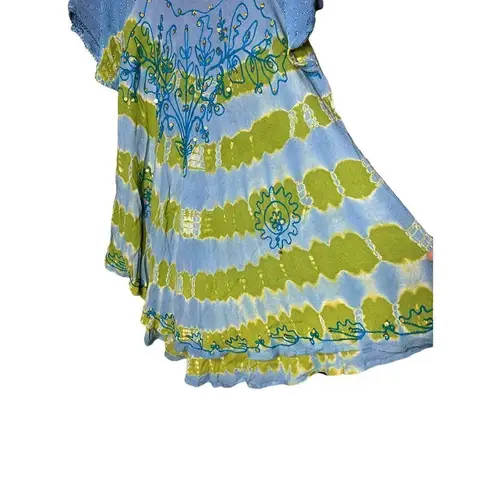 Sunflower Brand Women Free size Sleeveless Blue Green Sequins Pullover Dress