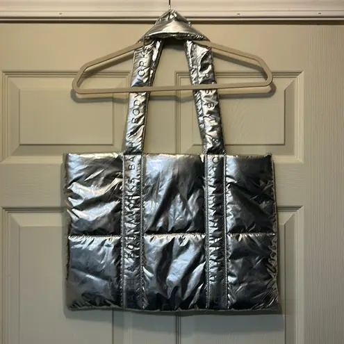 Bath & Body Works Silver Quilted Puffer Tote Bag NWT
