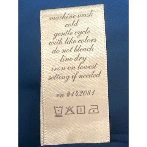 Navy Blue Lace Long Sleeve VNeck Lace Chiffon Dress Flared Sleeves Back Tie Sz S