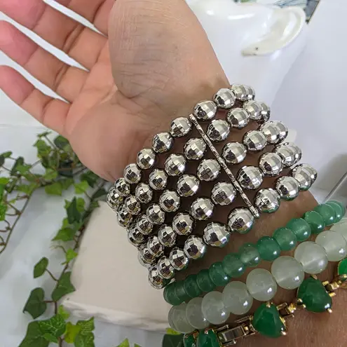 Boutique Statement Silver Pirate Skull Stretch Bracelet