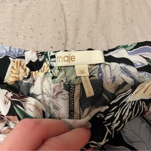 Maje Floral Print Twill Satin Women's Shorts