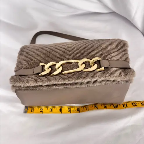 INC International Concepts Tan Gold Clutch with Chain Detail