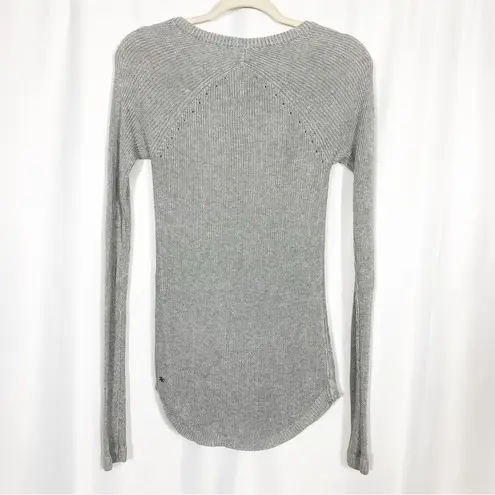 Lululemon  Cabin Yogi Long Sleeve Heathered Medium Grey Ribbed Cashmere Sweater