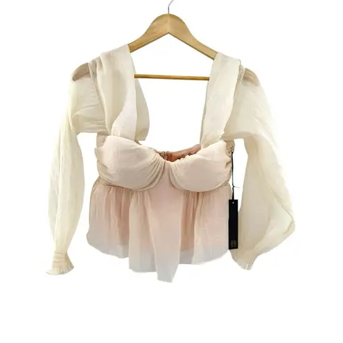 Revolve NWT House of Harlow 1960 x  MEDIUM Burna Corset‎ Blouse in Cream