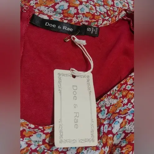 Doe & Rae Long Bell Sleeve Boho Burgundy Floral Flowy A-Line Modcloth Dress by