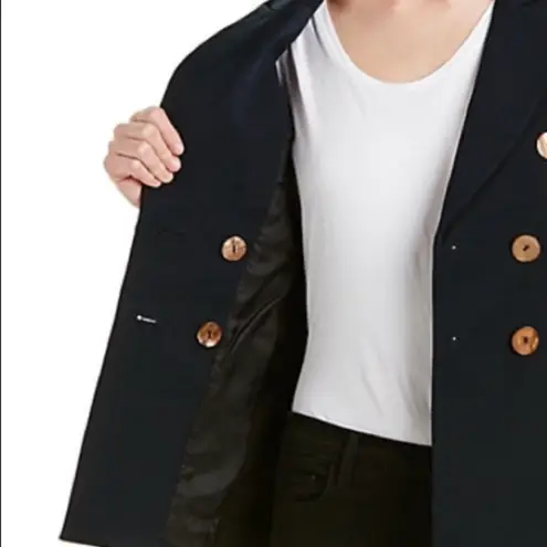 10 Crosby Derek Lam Double Breasted Navy Blazer with Brown Wood Buttons Blue Size 2