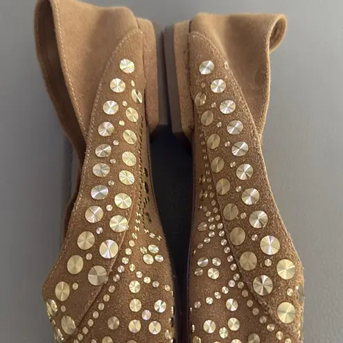 Cecelia New York Mojito Studded Leather Moccasin Flats Sand Size 8.5 Tan