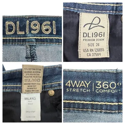 DL1961  Milano Boot Solo Low Rise Dark Wash Denim Jeans Size 28 32X34