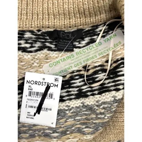 RDI Fair Isle Collared Sweater XL Beige Nordic Knit Split Neck NWT Nordstrom - Image 10