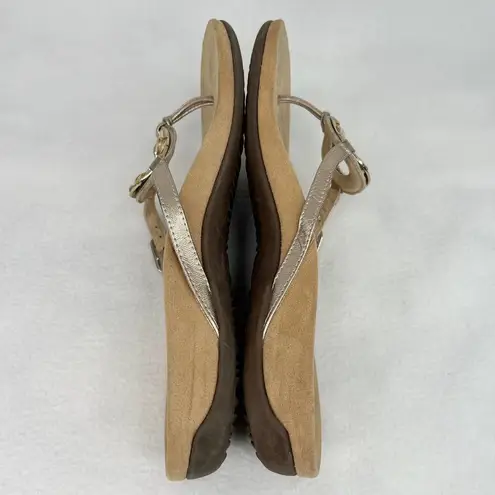 Vionic Ricci Orthotic Leather Thong Sandals 10 Gold